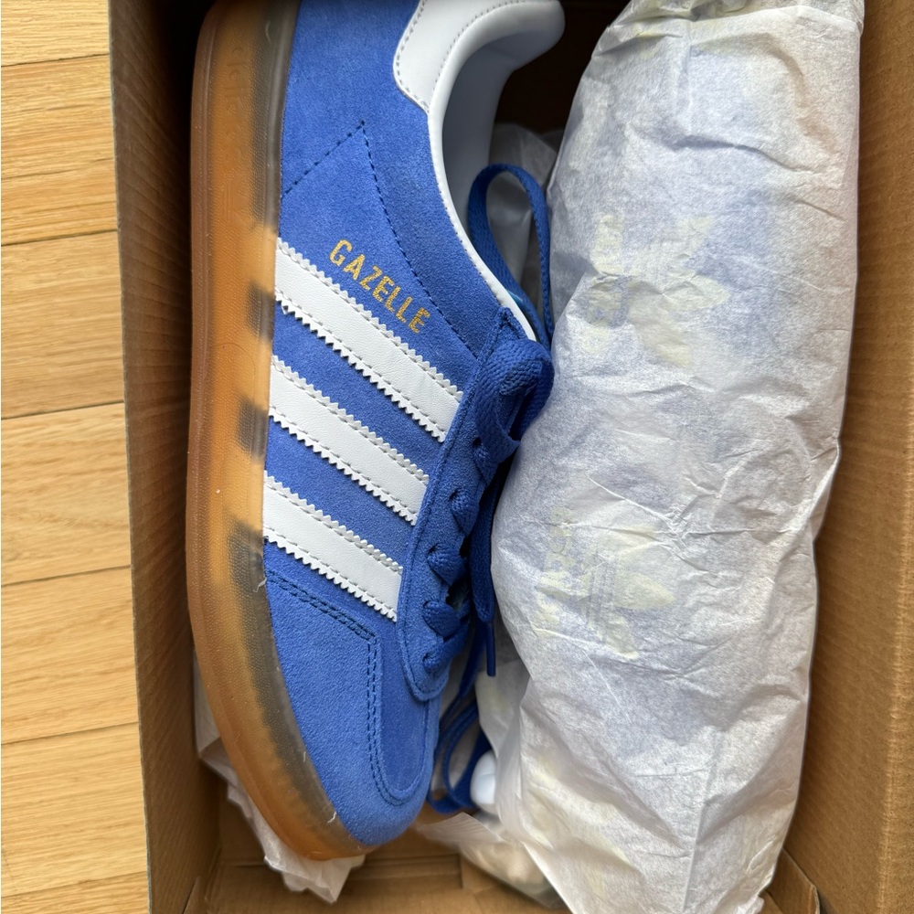 adidas Gazelle Blue and White Athletic Shoes